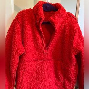 Fleece Pullover Sherpa, Girl’s Size L, Red